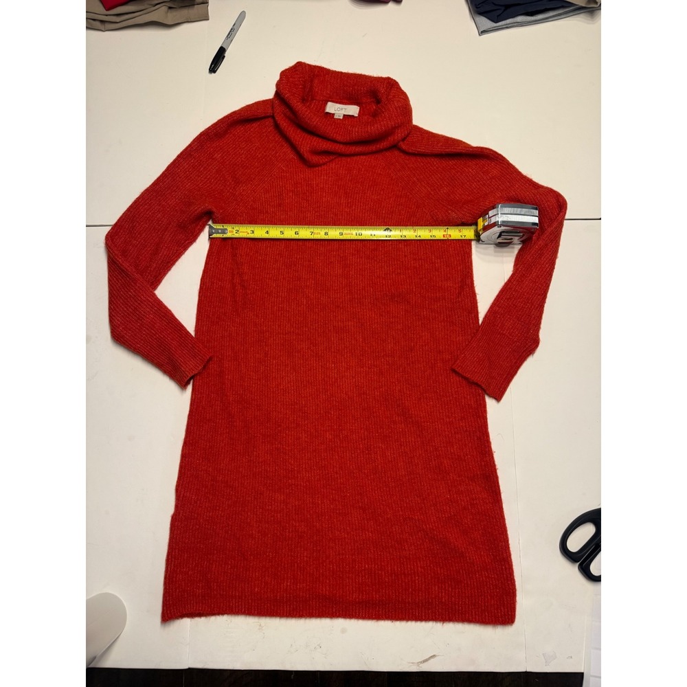 Loft Burnt Orange Cowl Neck Sweater Dress Long Sleeve Knit Mini 549190 Mens S - Picture 4 of 7